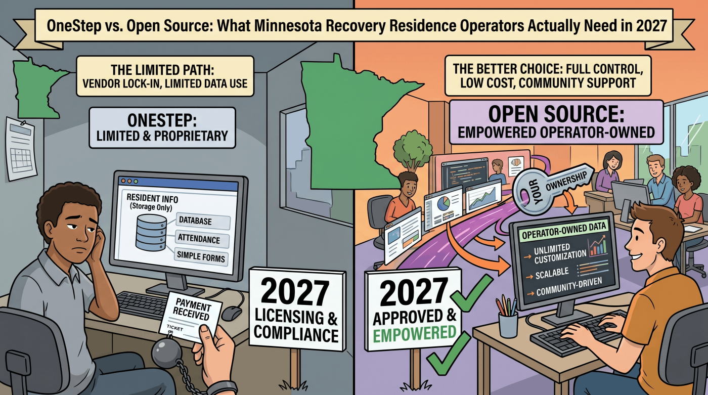 OneStep vs. Open Source: What Minnesota Recovery Residence Operators Actually Need in 2027